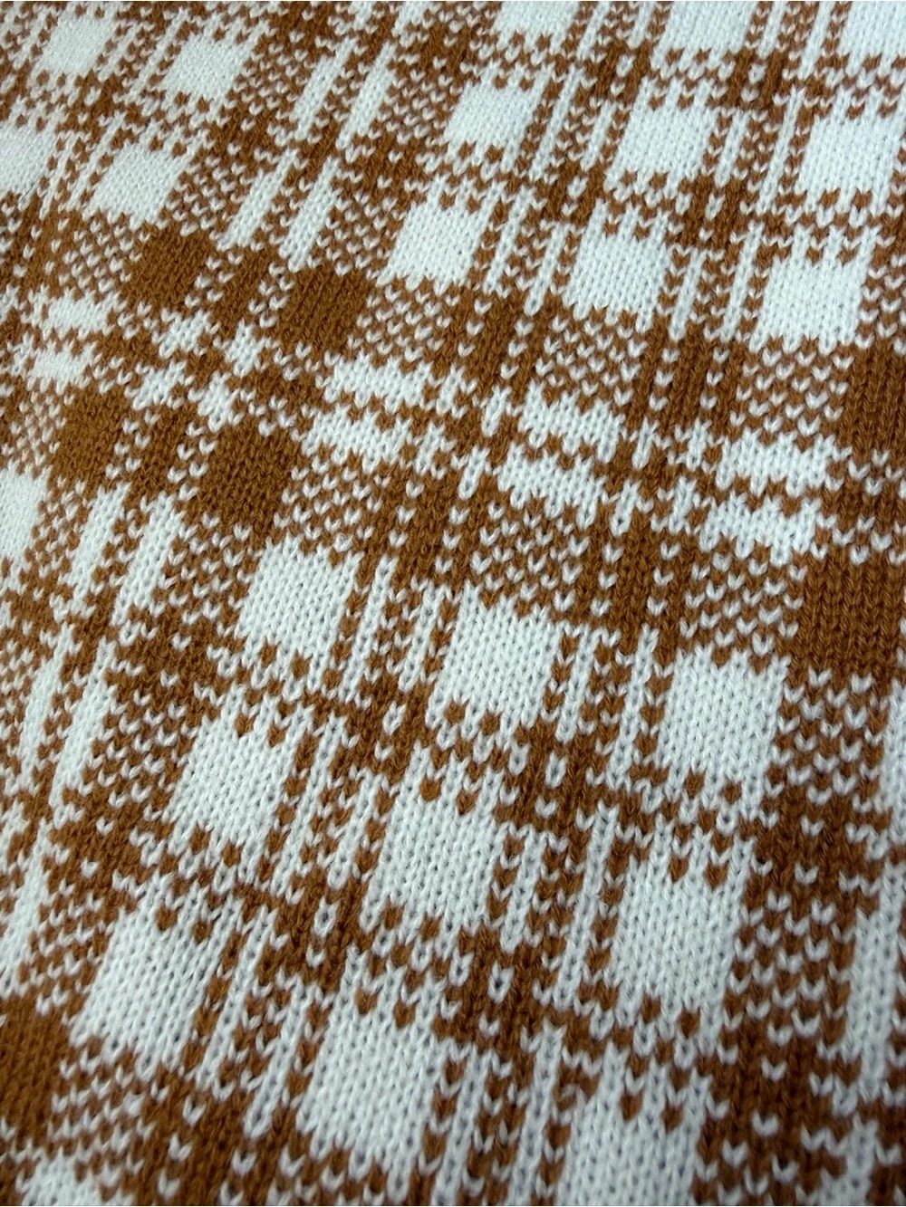 Timberland Brown & Cream Plaid Knit Scarf